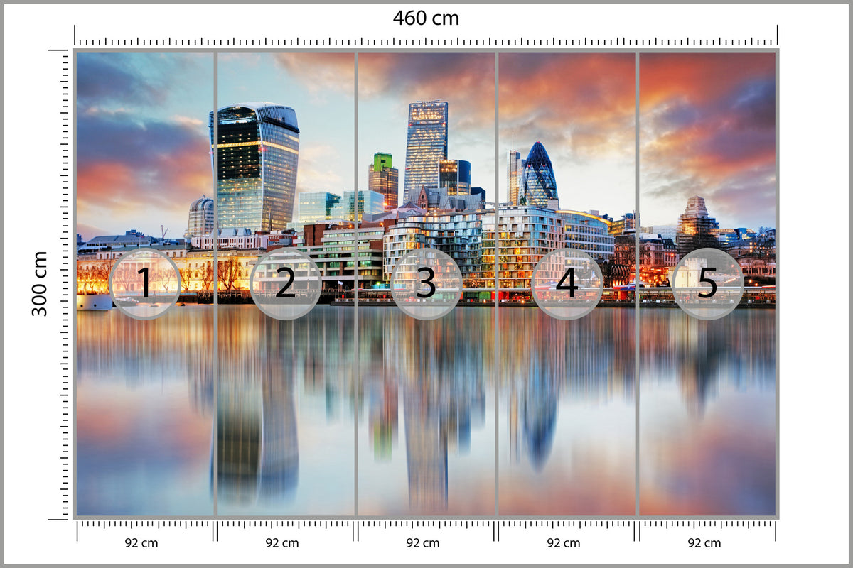 Fototapeta Panorama Londynu Odbita W Tamizie 460 × 300 cm – podgląd kadru