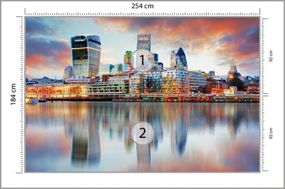 Fototapeta Panorama Londynu Odbita W Tamizie 254 × 184 cm – podgląd kadru