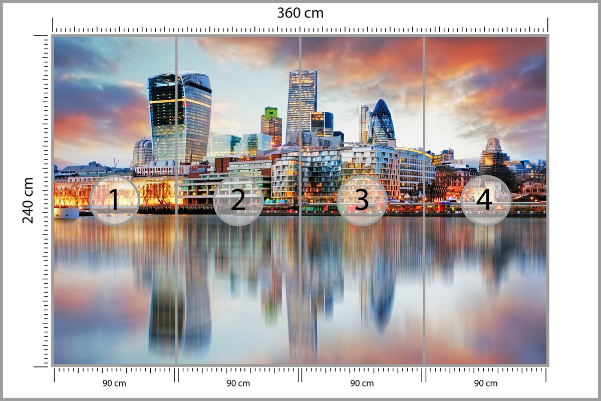Fototapeta Panorama Londynu Odbita W Tamizie 360 × 240 cm – podgląd kadru