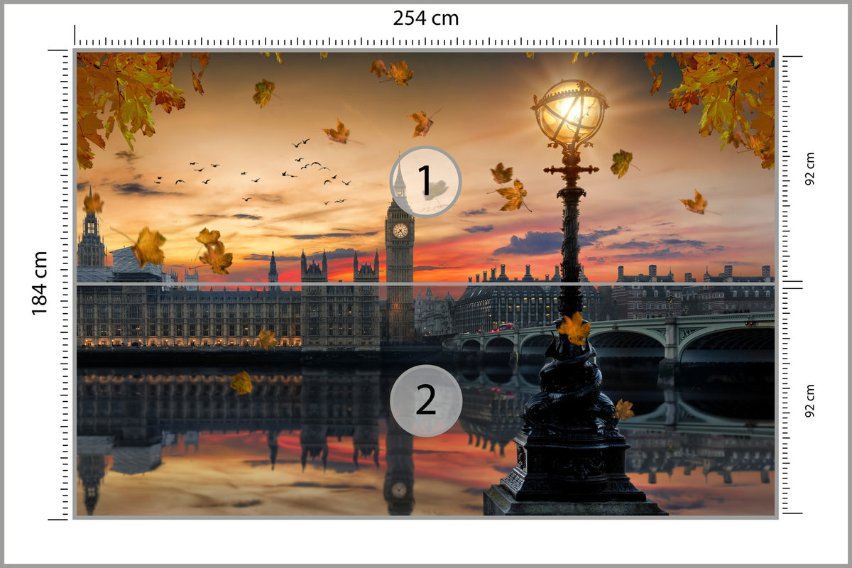 Fototapeta Londyn Big Ben Z Latarnią O Zmierzchu 254 × 184 cm – podgląd kadru