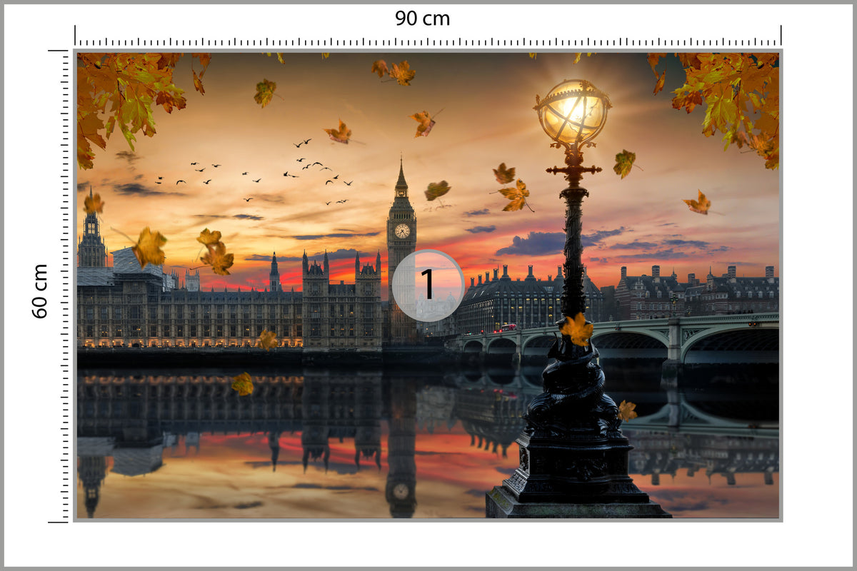 Fototapeta Londyn Big Ben Z Latarnią O Zmierzchu 90 × 60 cm – podgląd kadru