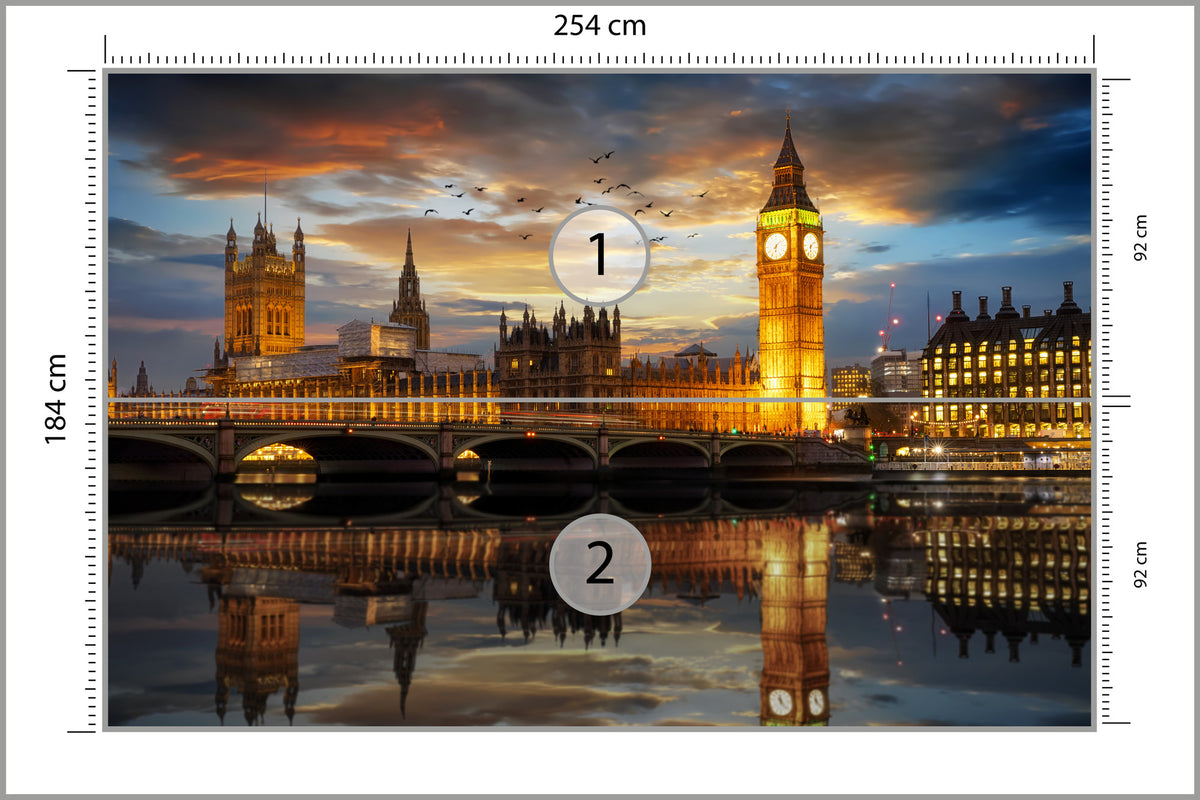 Fototapeta Londyn Nocą Pałac Westminster 254 × 184 cm – podgląd kadru