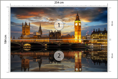 Fototapeta Londyn Nocą Pałac Westminster 254 × 184 cm – podgląd kadru