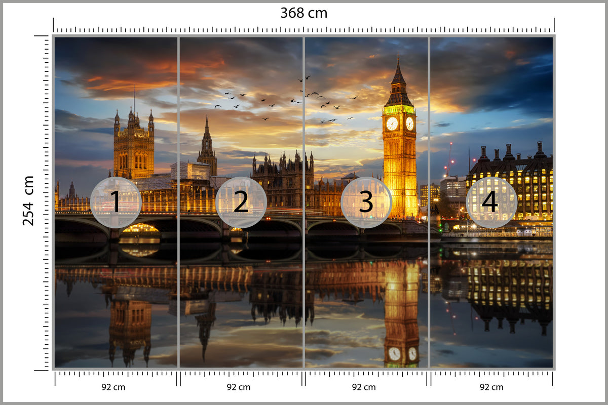 Fototapeta Londyn Nocą Pałac Westminster 368 × 254 cm – podgląd kadru