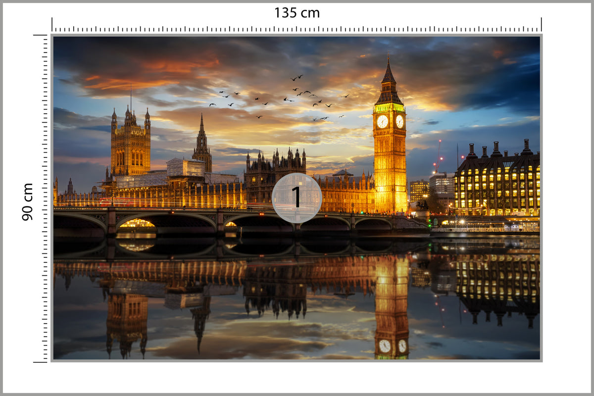 Fototapeta Londyn Nocą Pałac Westminster 135 × 90 cm – podgląd kadru