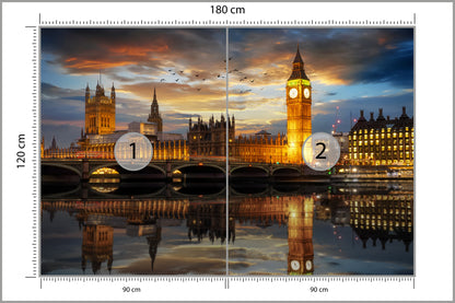 Fototapeta Londyn Nocą Pałac Westminster 180 × 120 cm – podgląd kadru
