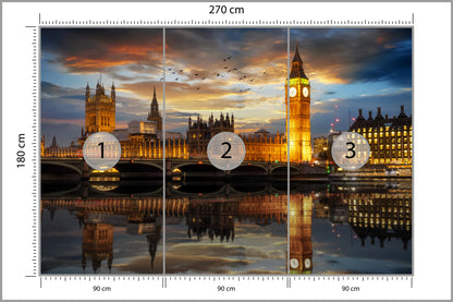 Fototapeta Londyn Nocą Pałac Westminster 270 × 180 cm – podgląd kadru