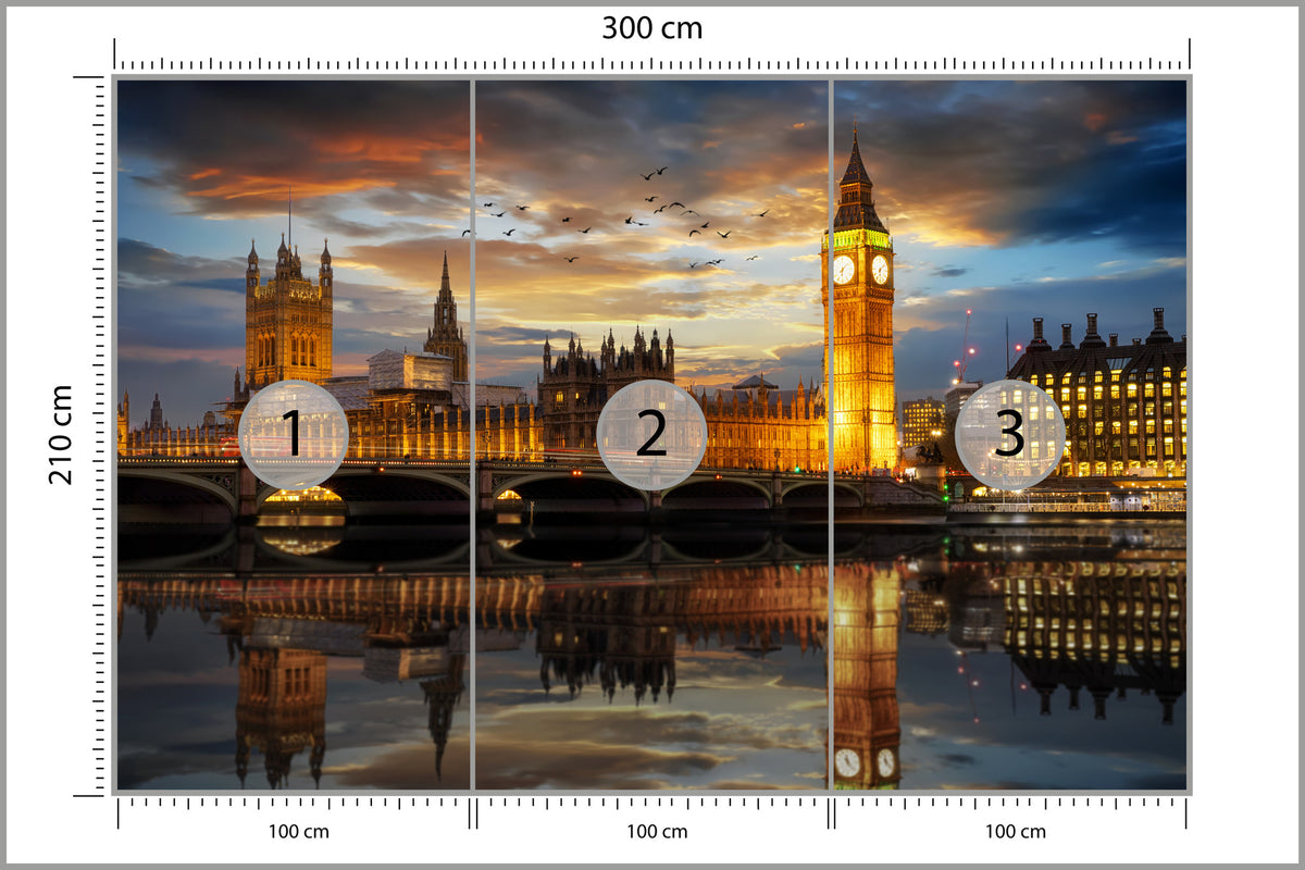 Fototapeta Londyn Nocą Pałac Westminster 300 × 210 cm – podgląd kadru