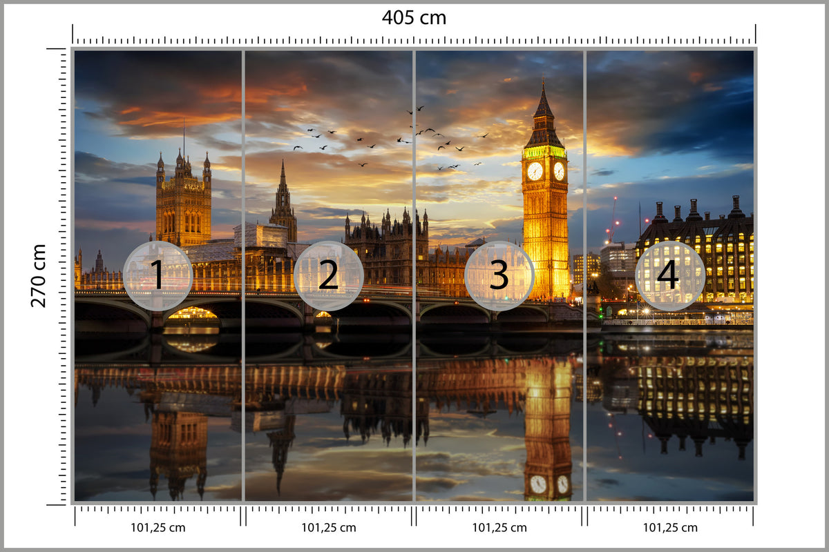 Fototapeta Londyn Nocą Pałac Westminster 405 × 270 cm – podgląd kadru