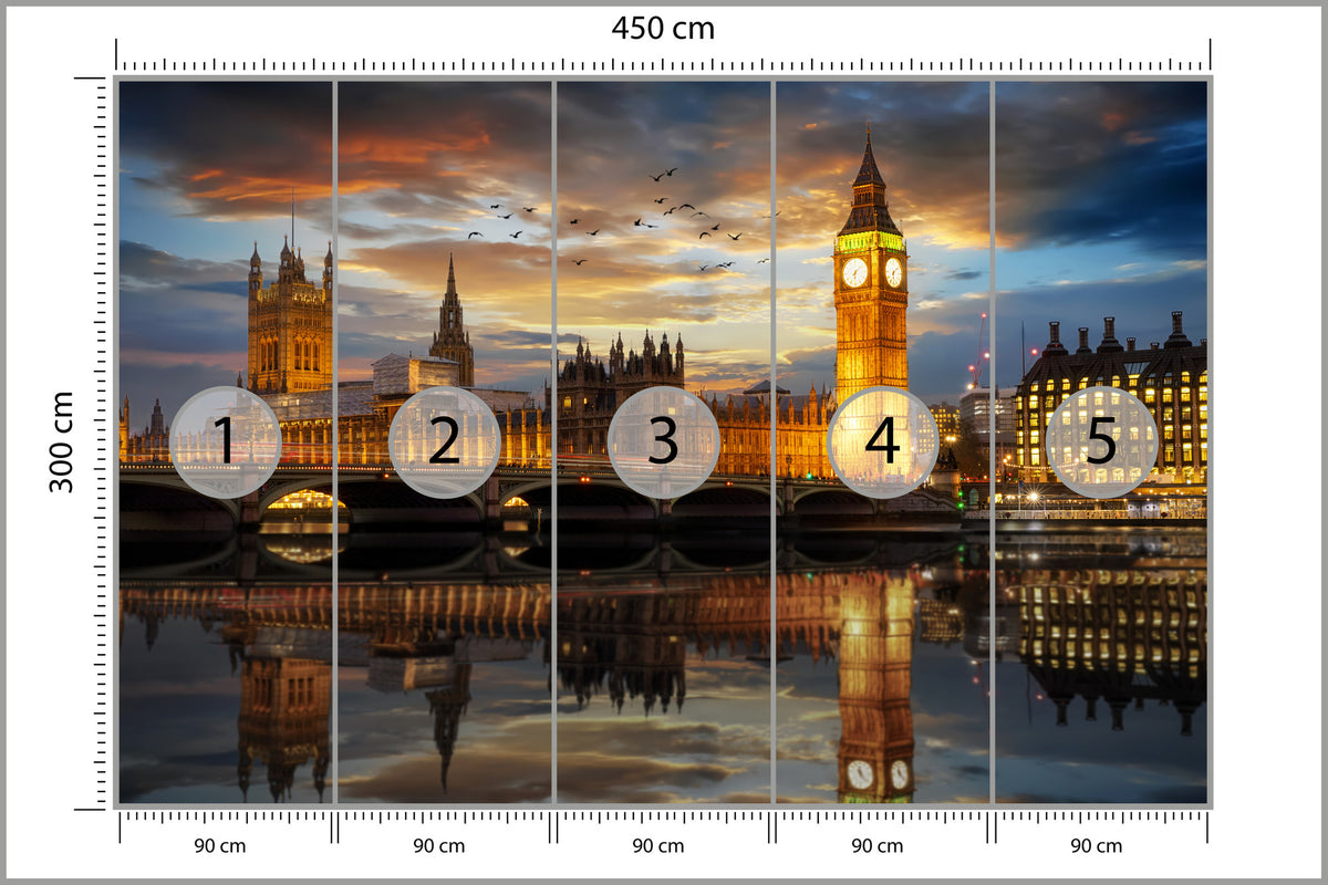 Fototapeta Londyn Nocą Pałac Westminster 450 × 300 cm – podgląd kadru