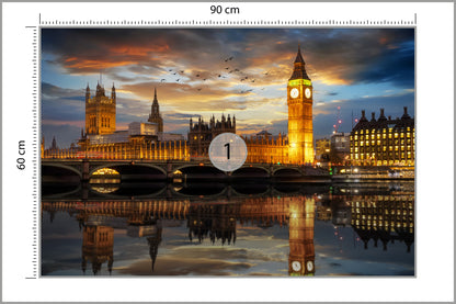 Fototapeta Londyn Nocą Pałac Westminster 90 × 60 cm – podgląd kadru