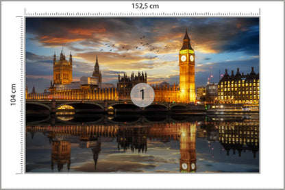 Fototapeta Londyn Nocą Pałac Westminster 152,5 × 104 cm – podgląd kadru