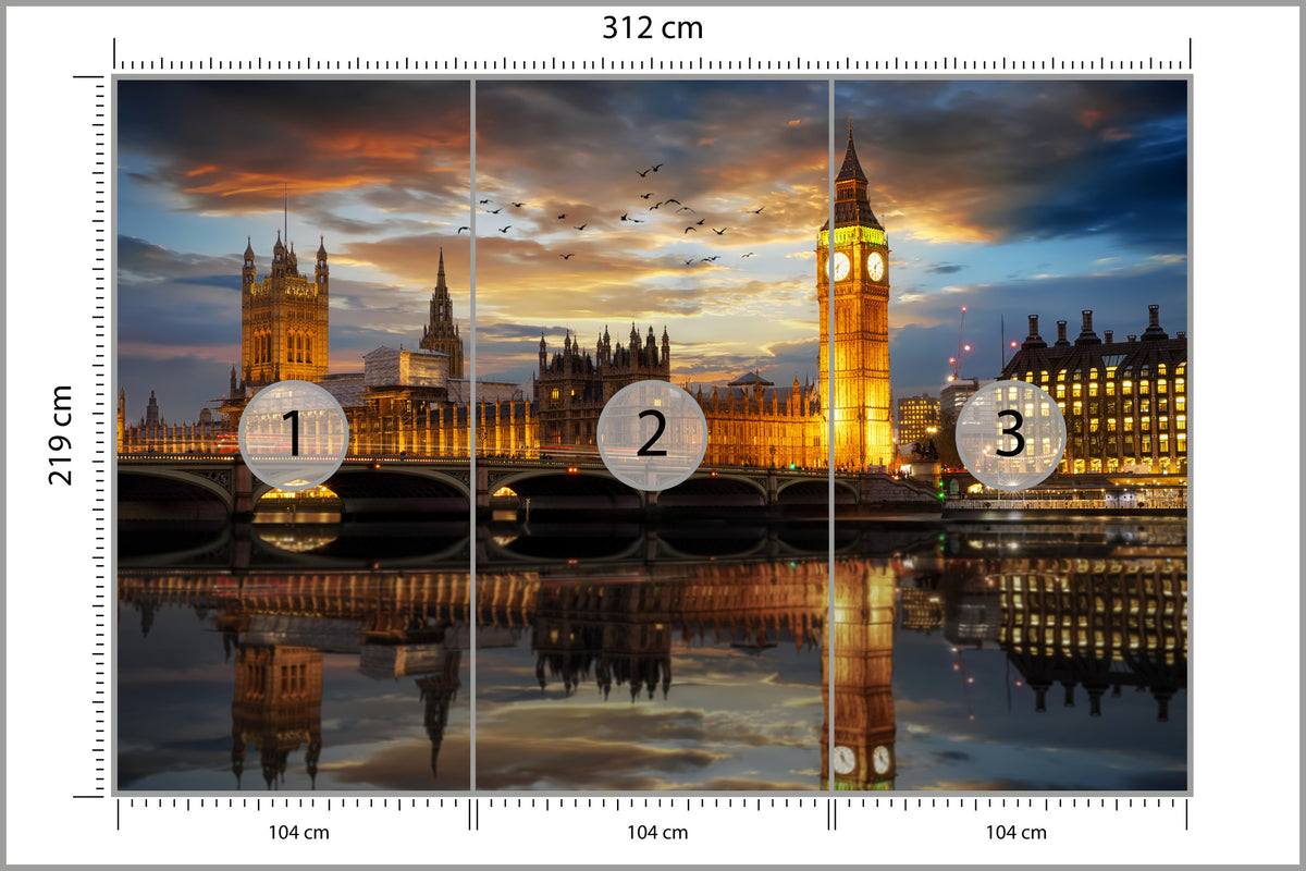 Fototapeta Londyn Nocą Pałac Westminster 312 × 219 cm – podgląd kadru