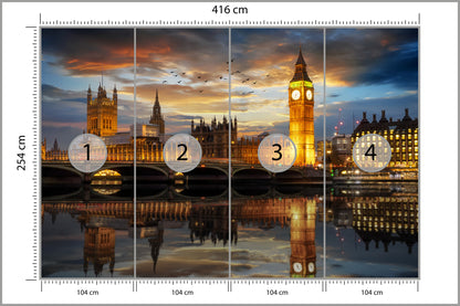 Fototapeta Londyn Nocą Pałac Westminster 416 × 254 cm – podgląd kadru