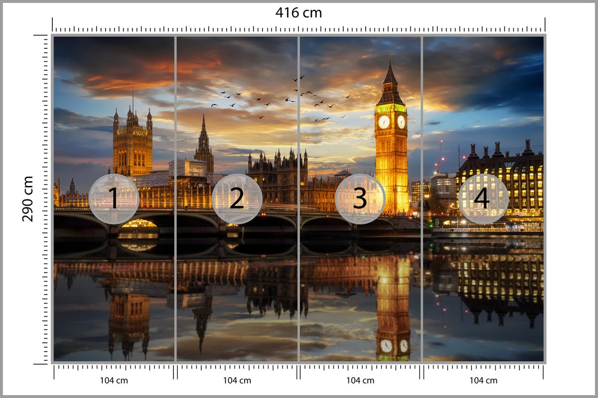 Fototapeta Londyn Nocą Pałac Westminster 416 × 290 cm – podgląd kadru