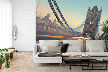 Fototapeta Londyn Tower Bridge Ze Światłami Ruchu – aranżacja wnętrza