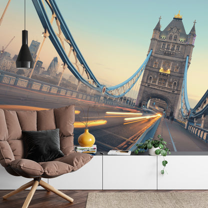 Fototapeta Londyn Tower Bridge Ze Światłami Ruchu – aranżacja wnętrza