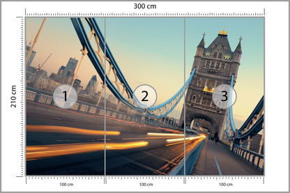 Fototapeta Londyn Tower Bridge Ze Światłami Ruchu 300 × 210 cm – podgląd kadru