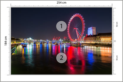 Fototapeta Londyn Nocą London Eye 254 × 184 cm – podgląd kadru