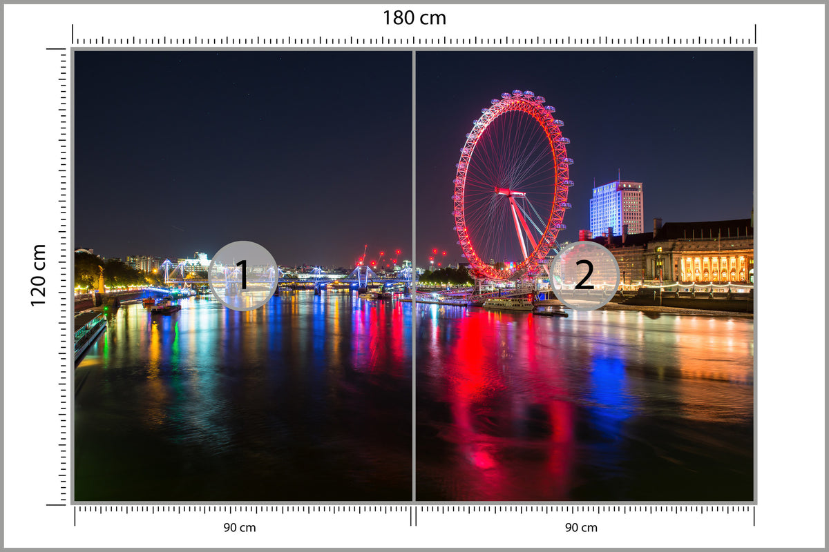 Fototapeta Londyn Nocą London Eye 180 × 120 cm – podgląd kadru