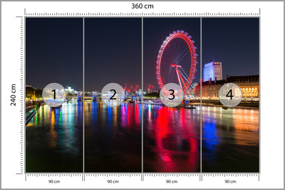 Fototapeta Londyn Nocą London Eye 360 × 240 cm – podgląd kadru