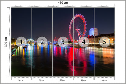 Fototapeta Londyn Nocą London Eye 450 × 300 cm – podgląd kadru