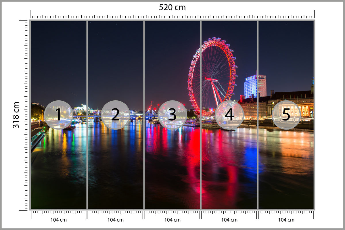 Fototapeta Londyn Nocą London Eye 520 × 318 cm – podgląd kadru