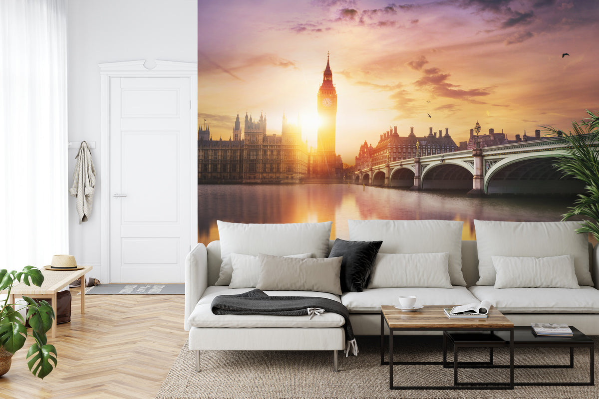 Fototapeta Londyn Big Ben O Zachodzie Słońca – aranżacja wnętrza