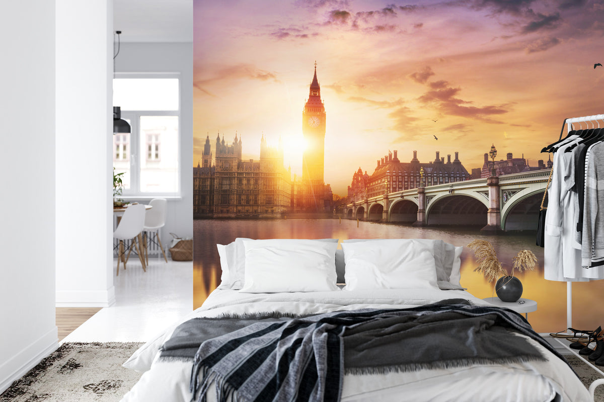 Fototapeta Londyn Big Ben O Zachodzie Słońca – aranżacja wnętrza