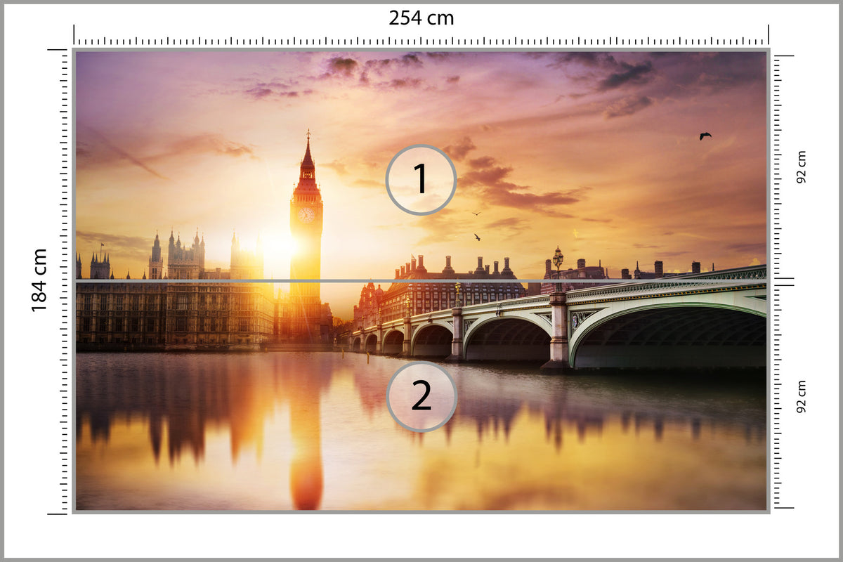 Fototapeta Londyn Big Ben O Zachodzie Słońca 254 × 184 cm – podgląd kadru