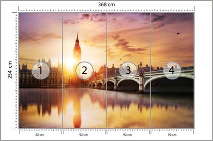 Fototapeta Londyn Big Ben O Zachodzie Słońca 368 × 254 cm – podgląd kadru