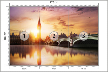 Fototapeta Londyn Big Ben O Zachodzie Słońca 270 × 180 cm – podgląd kadru