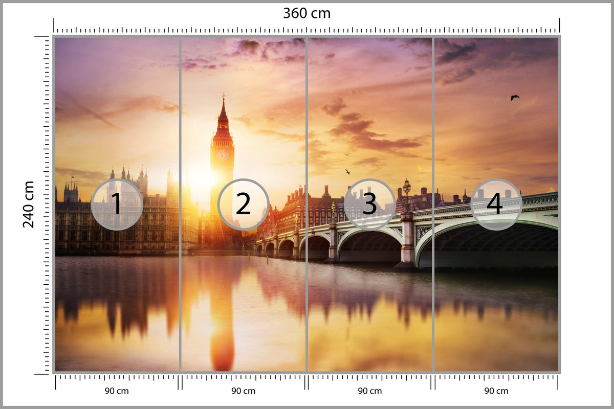 Fototapeta Londyn Big Ben O Zachodzie Słońca 360 × 240 cm – podgląd kadru