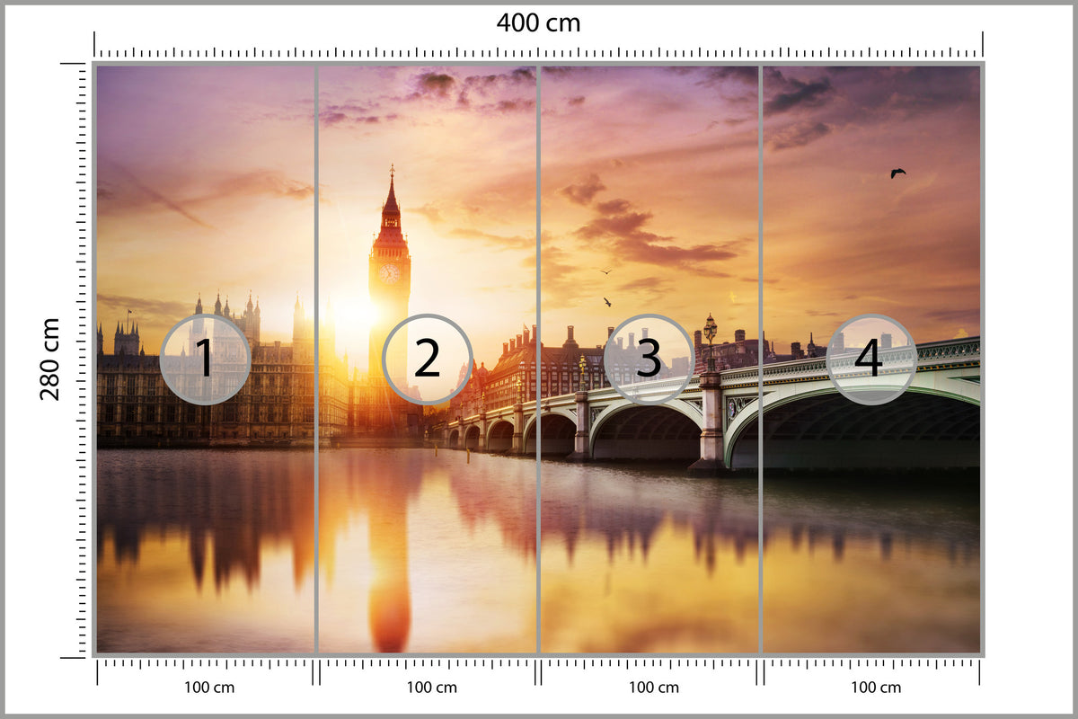 Fototapeta Londyn Big Ben O Zachodzie Słońca 400 × 280 cm – podgląd kadru