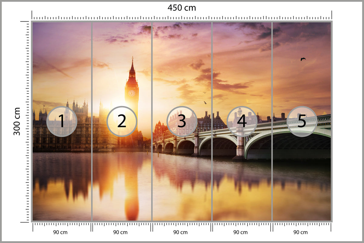 Fototapeta Londyn Big Ben O Zachodzie Słońca 450 × 300 cm – podgląd kadru