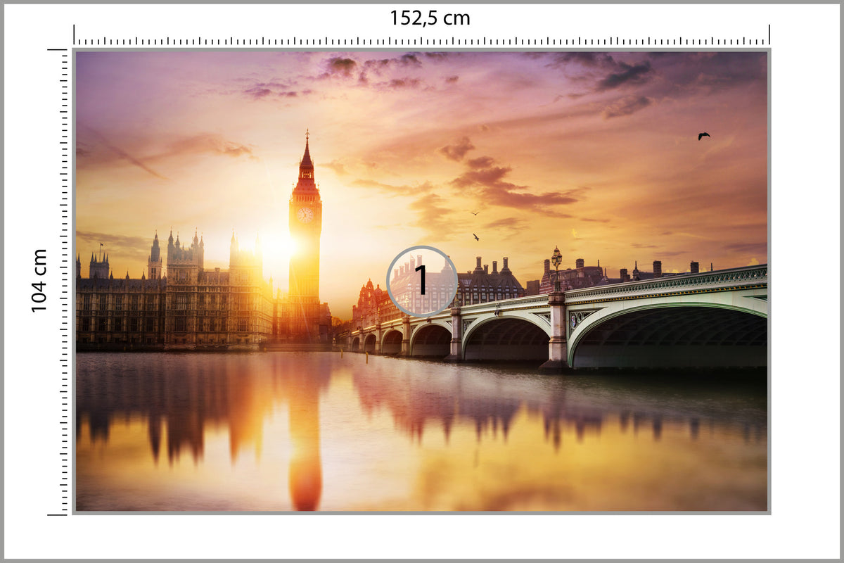 Fototapeta Londyn Big Ben O Zachodzie Słońca 152,5 × 104 cm – podgląd kadru