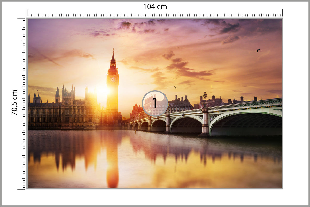 Fototapeta Londyn Big Ben O Zachodzie Słońca 104 × 70,5 cm – podgląd kadru