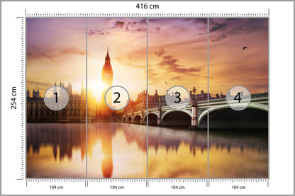 Fototapeta Londyn Big Ben O Zachodzie Słońca 416 × 254 cm – podgląd kadru
