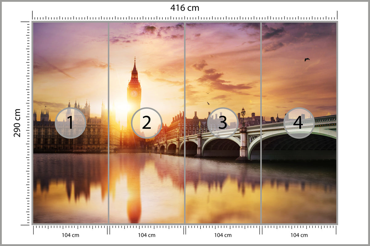 Fototapeta Londyn Big Ben O Zachodzie Słońca 416 × 290 cm – podgląd kadru