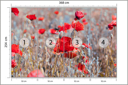 Fototapeta Maki Łąka Vintage 368 × 254 cm – podgląd kadru