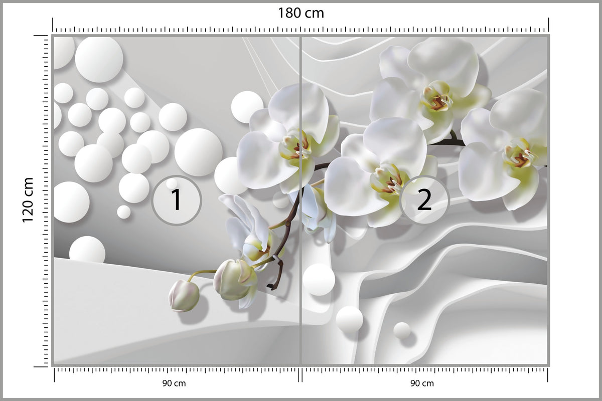 Fototapeta Białe Storczyki Z Perłami 3D 180 × 120 cm – podgląd kadru