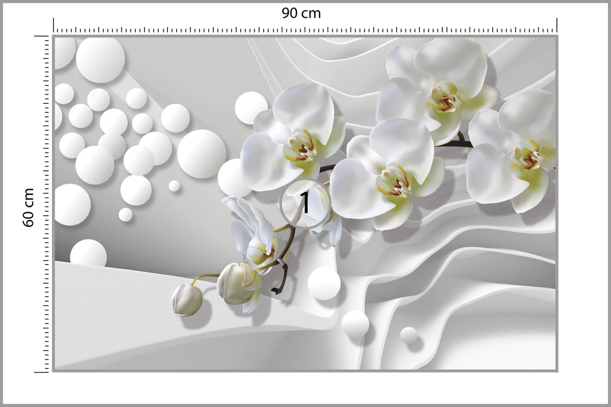 Fototapeta Białe Storczyki Z Perłami 3D 90 × 60 cm – podgląd kadru