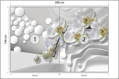 Fototapeta Białe Storczyki Z Perłami 3D 208 × 146 cm – podgląd kadru