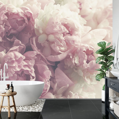 Fototapeta Kwitnące Peonie Pastelowe – aranżacja wnętrza
