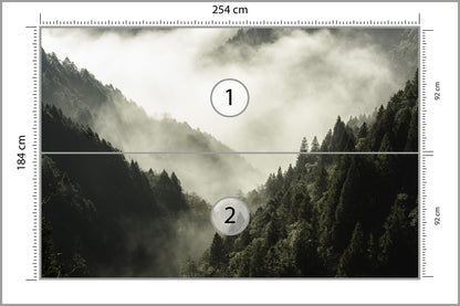 Fototapeta Las We Mgle Górski Wąwóz 254 × 184 cm – podgląd kadru