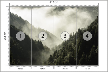 Fototapeta Las We Mgle Górski Wąwóz 416 × 254 cm – podgląd kadru