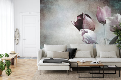 Fototapeta Tulipany W Stylu Vintage – aranżacja wnętrza