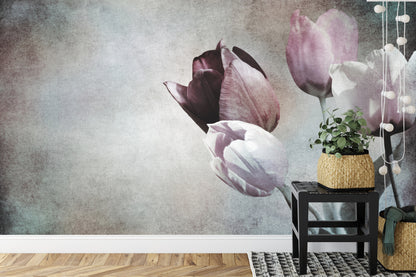 Fototapeta Tulipany W Stylu Vintage – aranżacja wnętrza