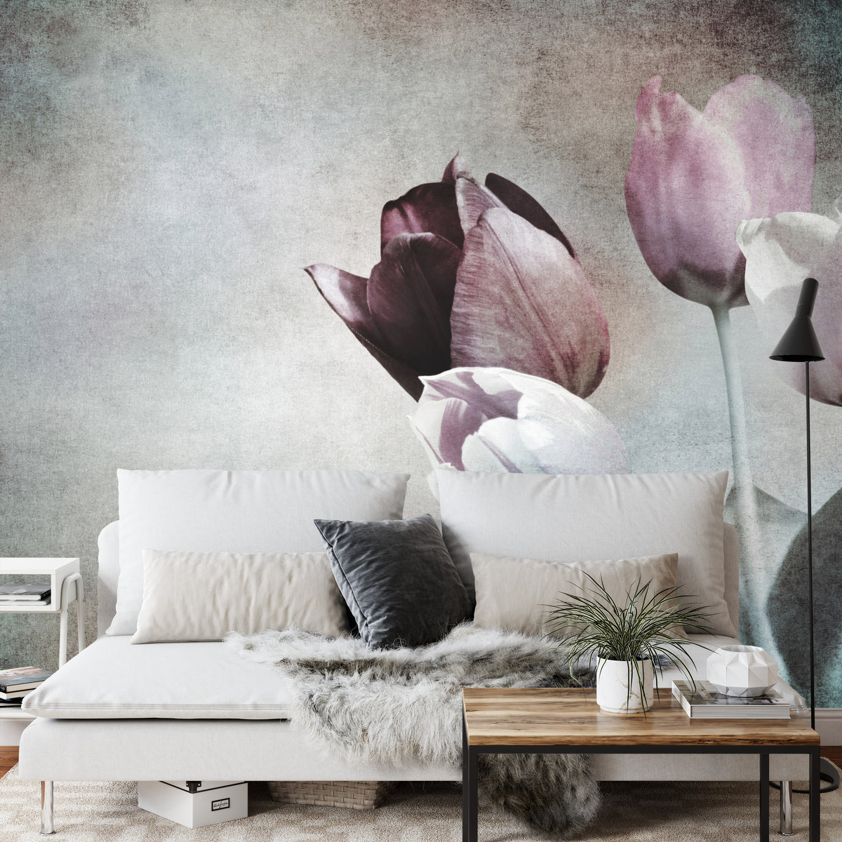 Fototapeta Tulipany W Stylu Vintage – aranżacja wnętrza