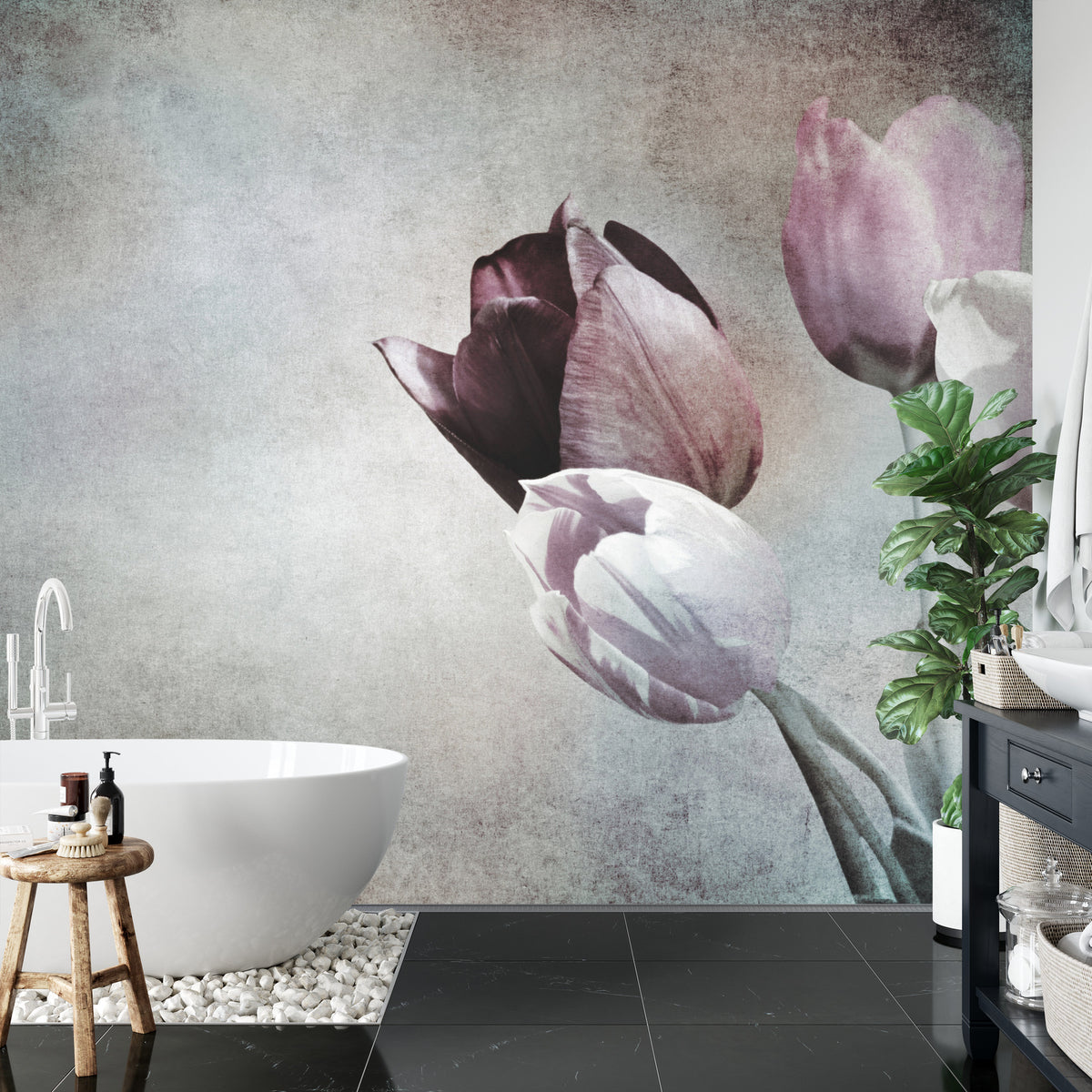 Fototapeta Tulipany W Stylu Vintage – aranżacja wnętrza